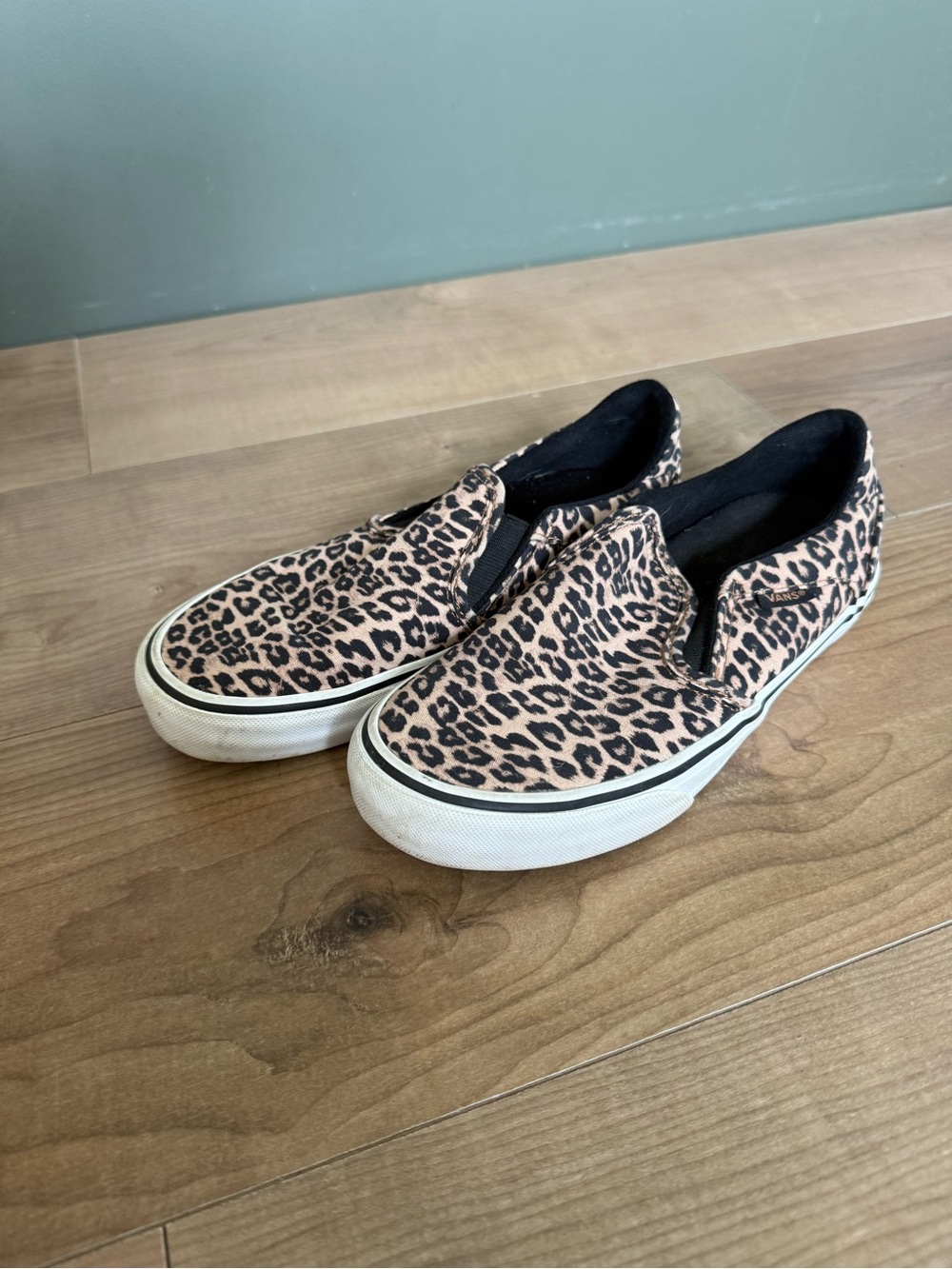 Women’s Vans Leopard Slip-On Canvas Shoes - Black/Tan